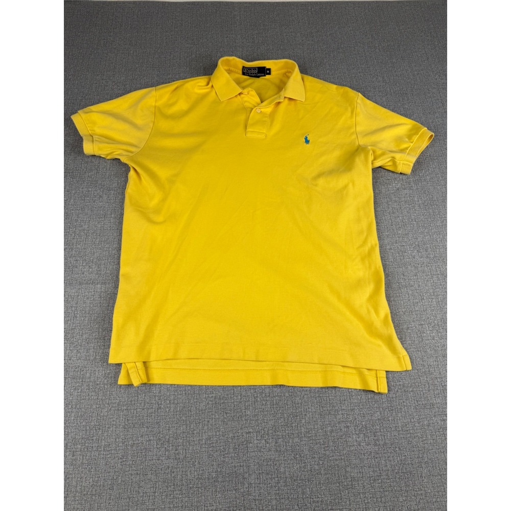 Polo Ralph Lauren MensYellow Short Sleeve Pique Polo Shirt Size M Turquoise Logo